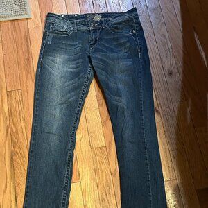 Womens Red Rivet Medium Wash Denim Jeans Straight‎ Leg Size 7